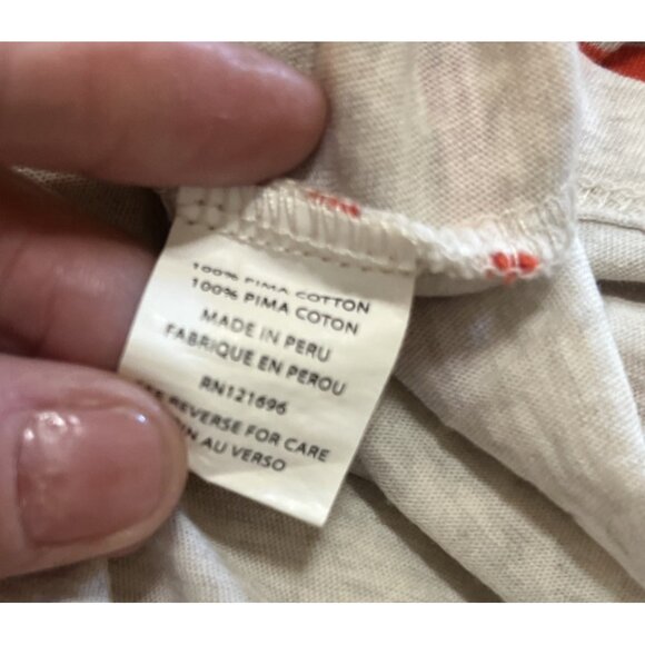 DEMYLEE Women’s Orange White Striped Side Slit Maxi Tshirt Cover Up Dress Sz L - Picture 8 of 11